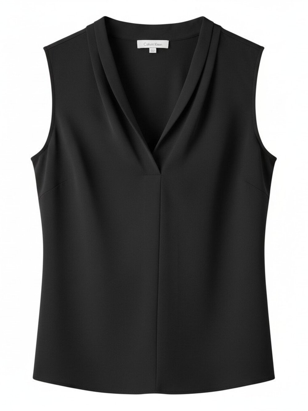 Calvin Klein Pleated Split V-Neck Sleeveless Blouse Shell Size Small